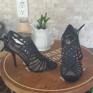 ABS by Allen Schwartz Black Strappy Heels Sz 8